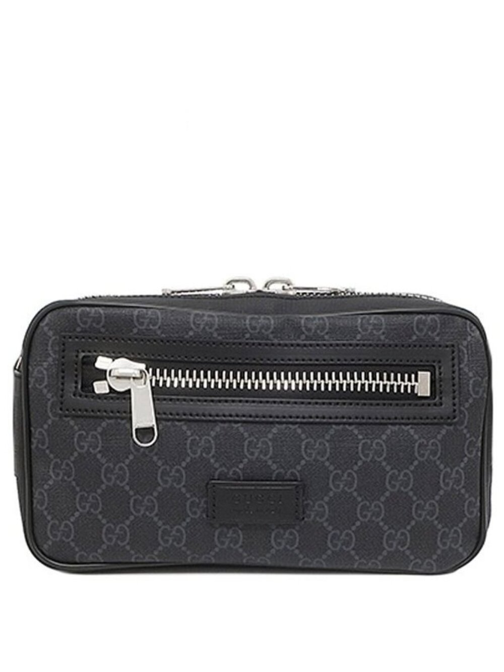 Gucci Belt Bag Soft Bag GG Supreme Canvas Black Silver Web